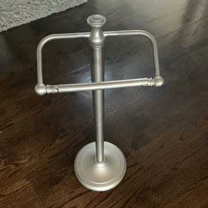 Brushed nickel toilet paper holder stand
